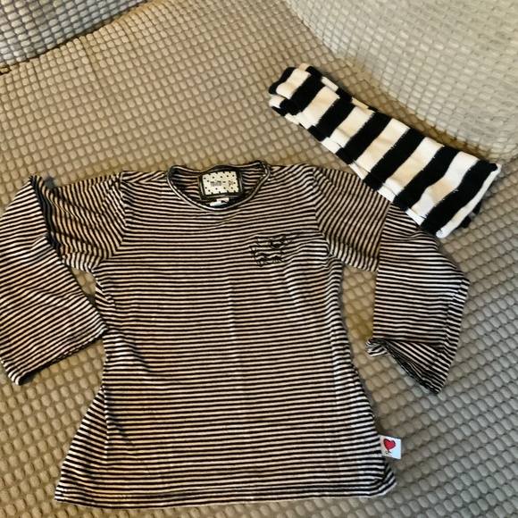 Girls MimPi long sleeve stripe T and bonus scarf - Picture 1 of 1
